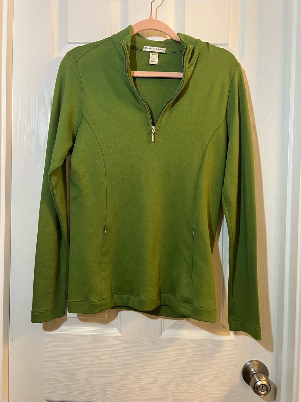 🦋 Fairway & Greene Green Quarter-Zip Hooded Pullover size medium